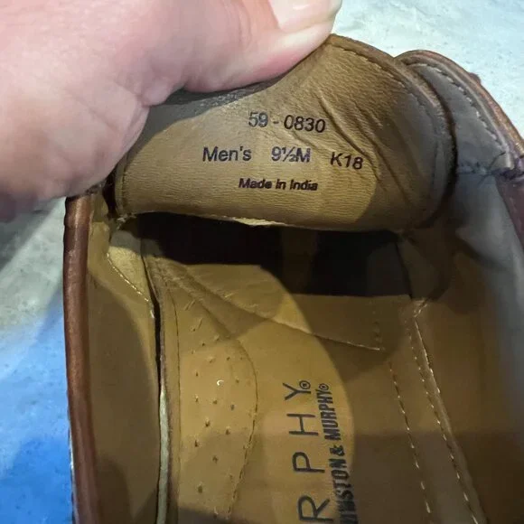 Johnston & Murphy 9.5M Tan Brown Leather Brogue Ellisworth Lace Up Dress Shoes - Picture 2 of 10